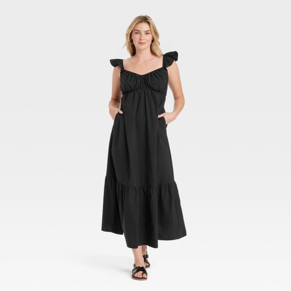 Universal Thread Dresses & Skirts - NWT Women's Flutter Cap Sleeve Maxi A-Line Dress - Universal Thread Black